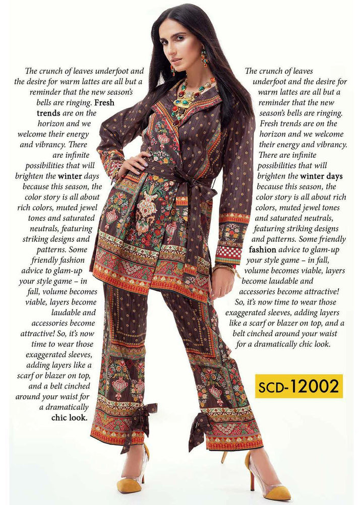 Gul Ahmed Printed Corduroy  Unstitched Kurti GA21JW SCD-12002 - Winter Collection