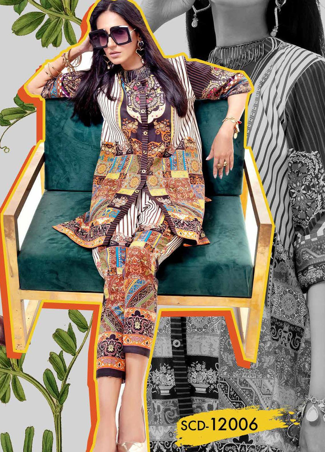 Gul Ahmed Printed Corduroy  Unstitched Kurti GA21JW SCD-12006 - Winter Collection