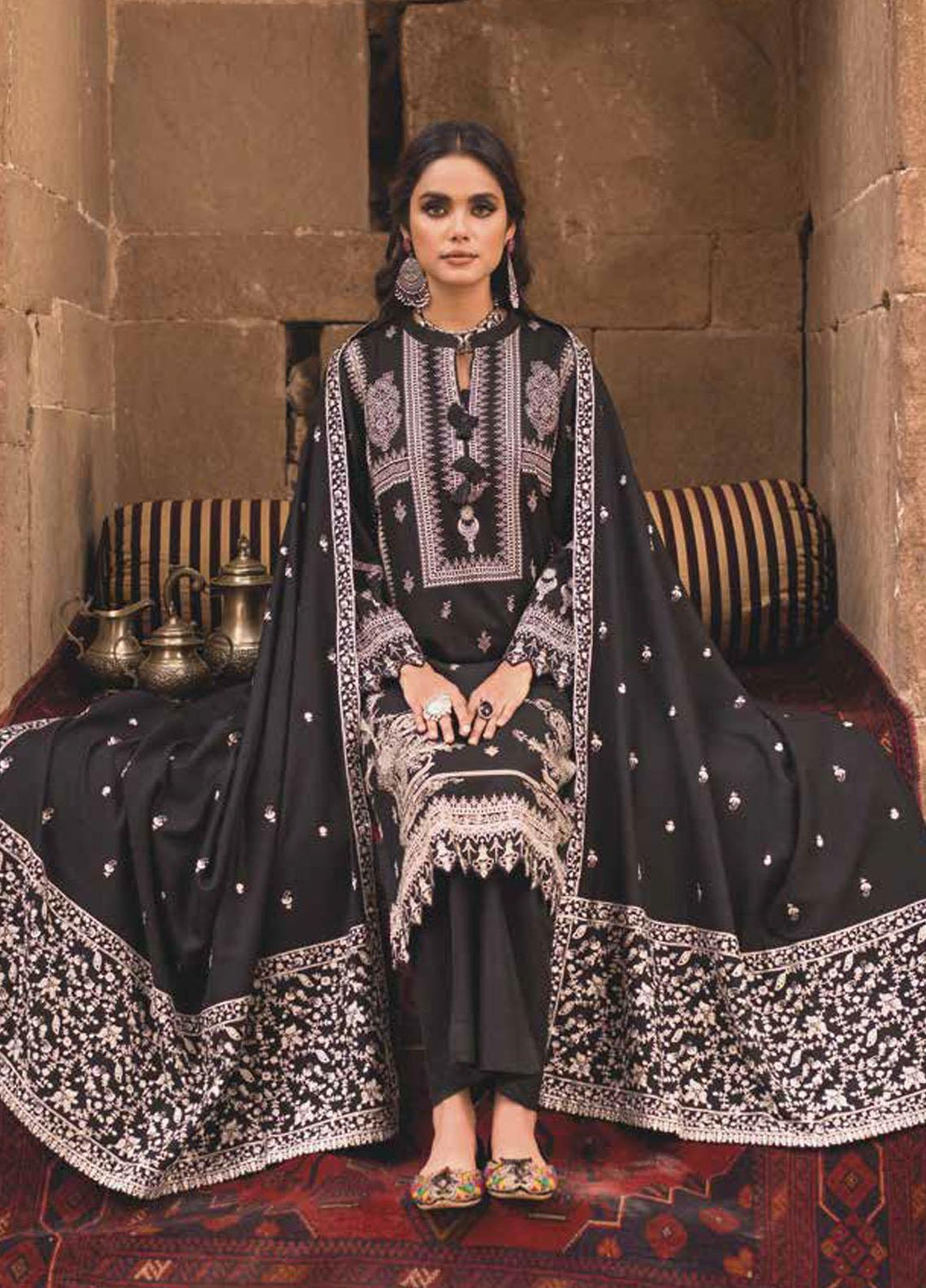 Gul Ahmed Embroidered Pashmina Suits Unstitched 3 Piece GA21JL AP-12061 - Winter Collection