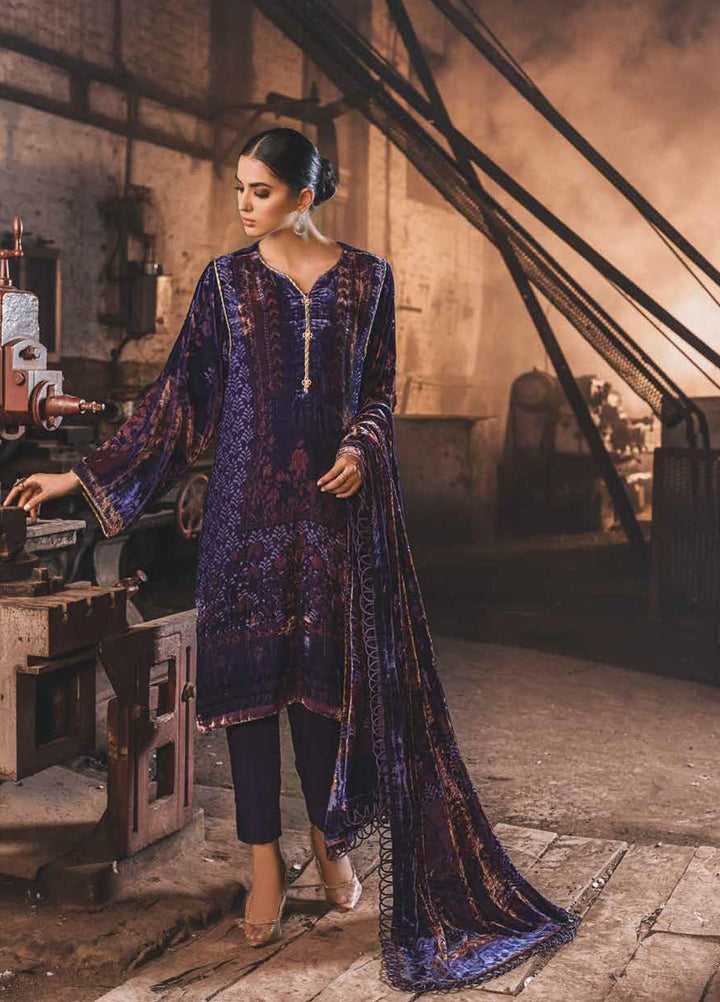 Gul Ahmed Printed Velvet Suits Unstitched 3 Piece GA21JL BVL-12001 A - Winter Collection