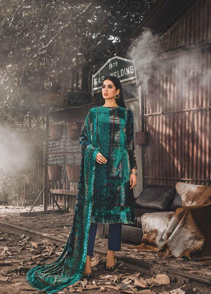 Gul Ahmed Printed Velvet Suits Unstitched 3 Piece GA21JL BVL-12001 B - Winter Collection