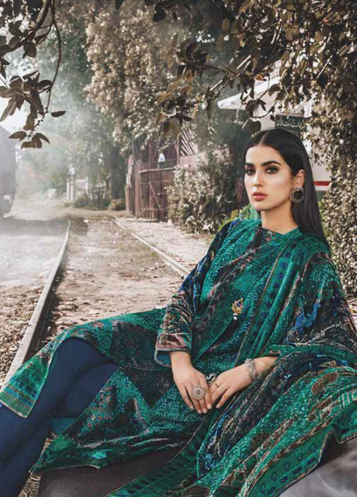 Gul Ahmed Printed Velvet Suits Unstitched 3 Piece GA21JL BVL-12001 B - Winter Collection