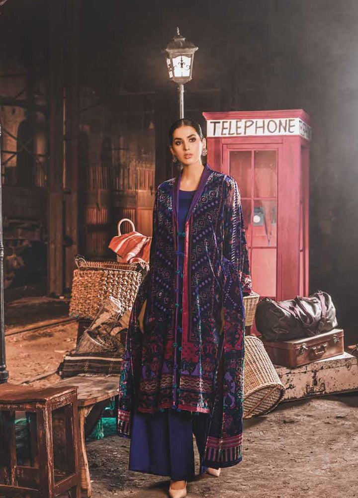 Gul Ahmed Printed Velvet Suits Unstitched 3 Piece GA21JL BVL-12009 B - Winter Collection