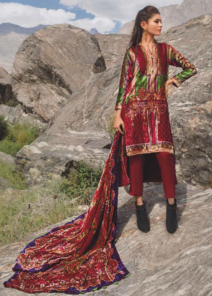 Gul Ahmed Printed Velvet Suits Unstitched 3 Piece GA21JL BVL-12010 B - Winter Collection