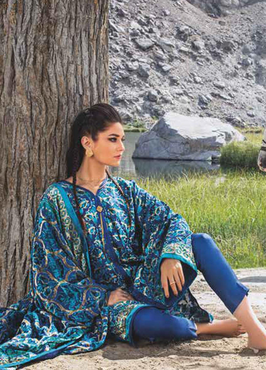 Gul Ahmed Printed Velvet Suits Unstitched 3 Piece GA21JL BVL-12012 B - Winter Collection