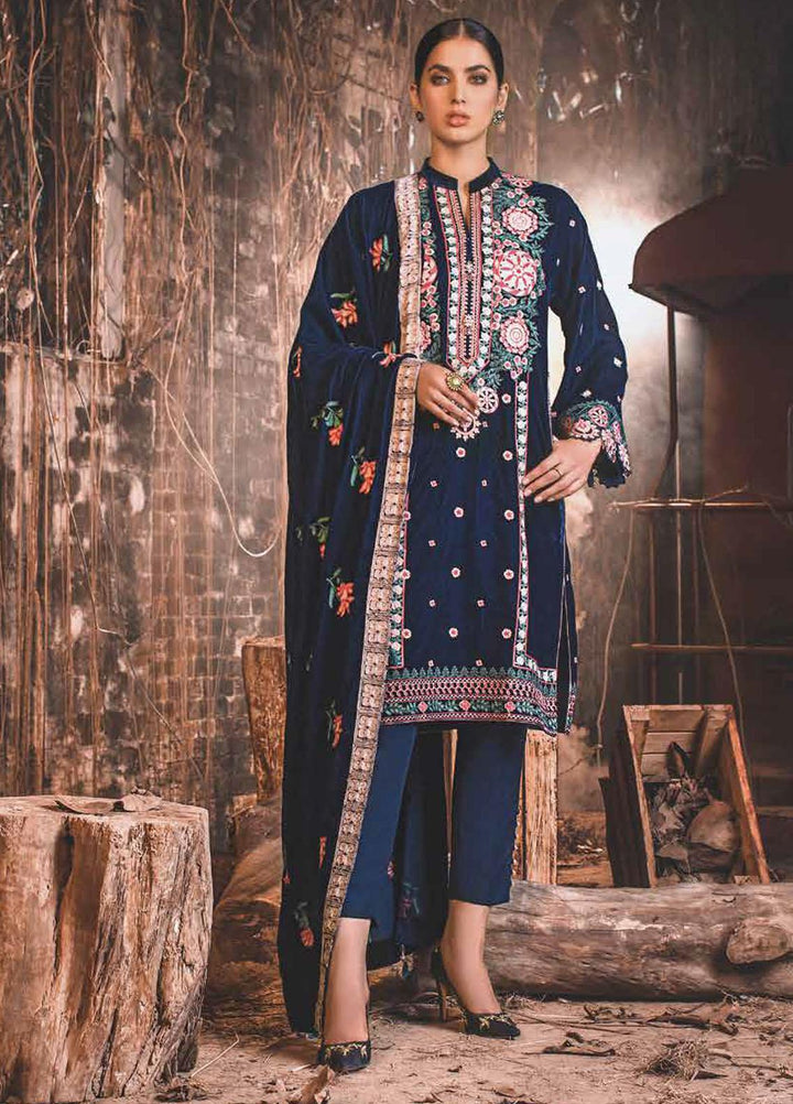 Gul Ahmed Embroidered Velvet Suits Unstitched 3 Piece GA21JL WV-12002 - Winter Collection