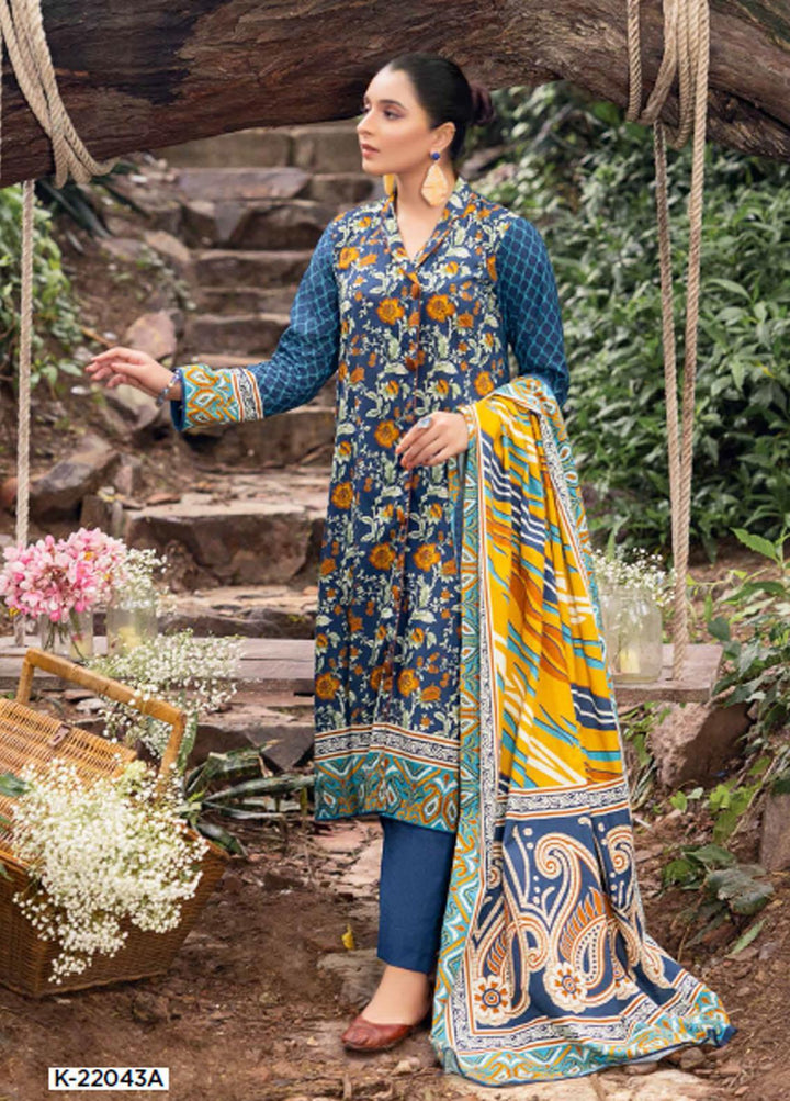 Gul Ahmed Printed Khaddar Suits Unstitched 3 Piece GA22W K-22043A - Winter Collection