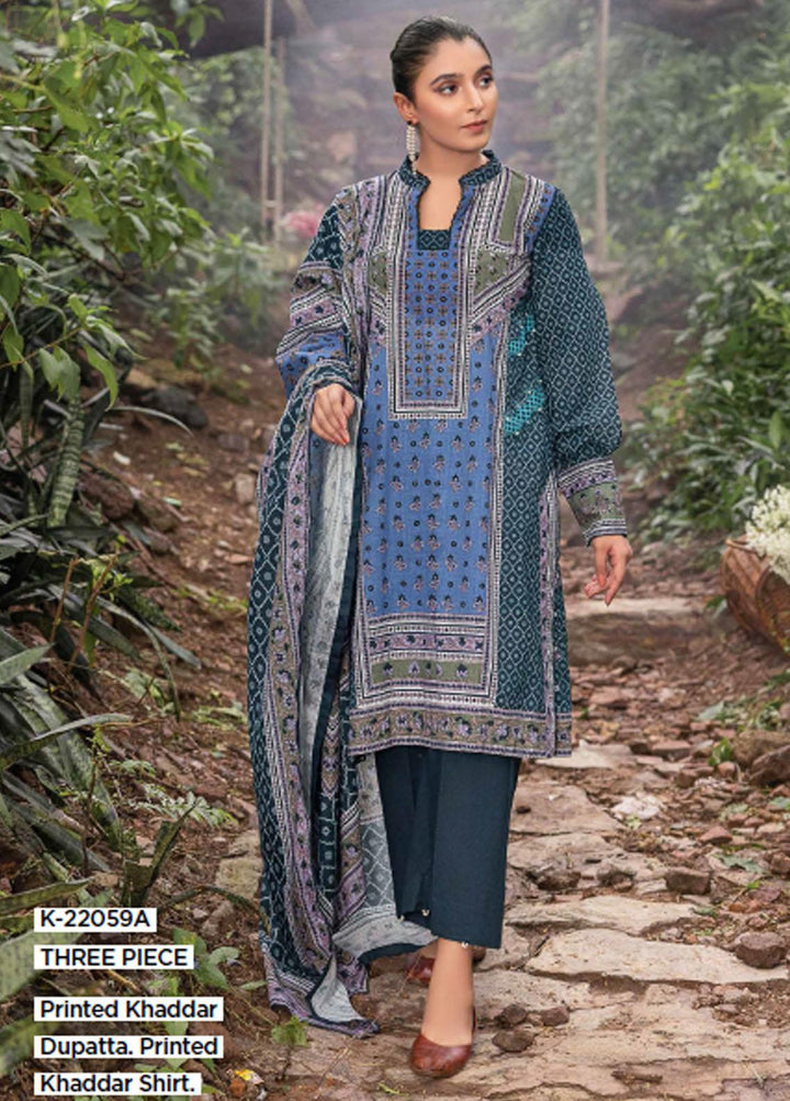 Gul Ahmed Printed Khaddar Suits Unstitched 3 Piece GA22W K-22059A - Winter Collection