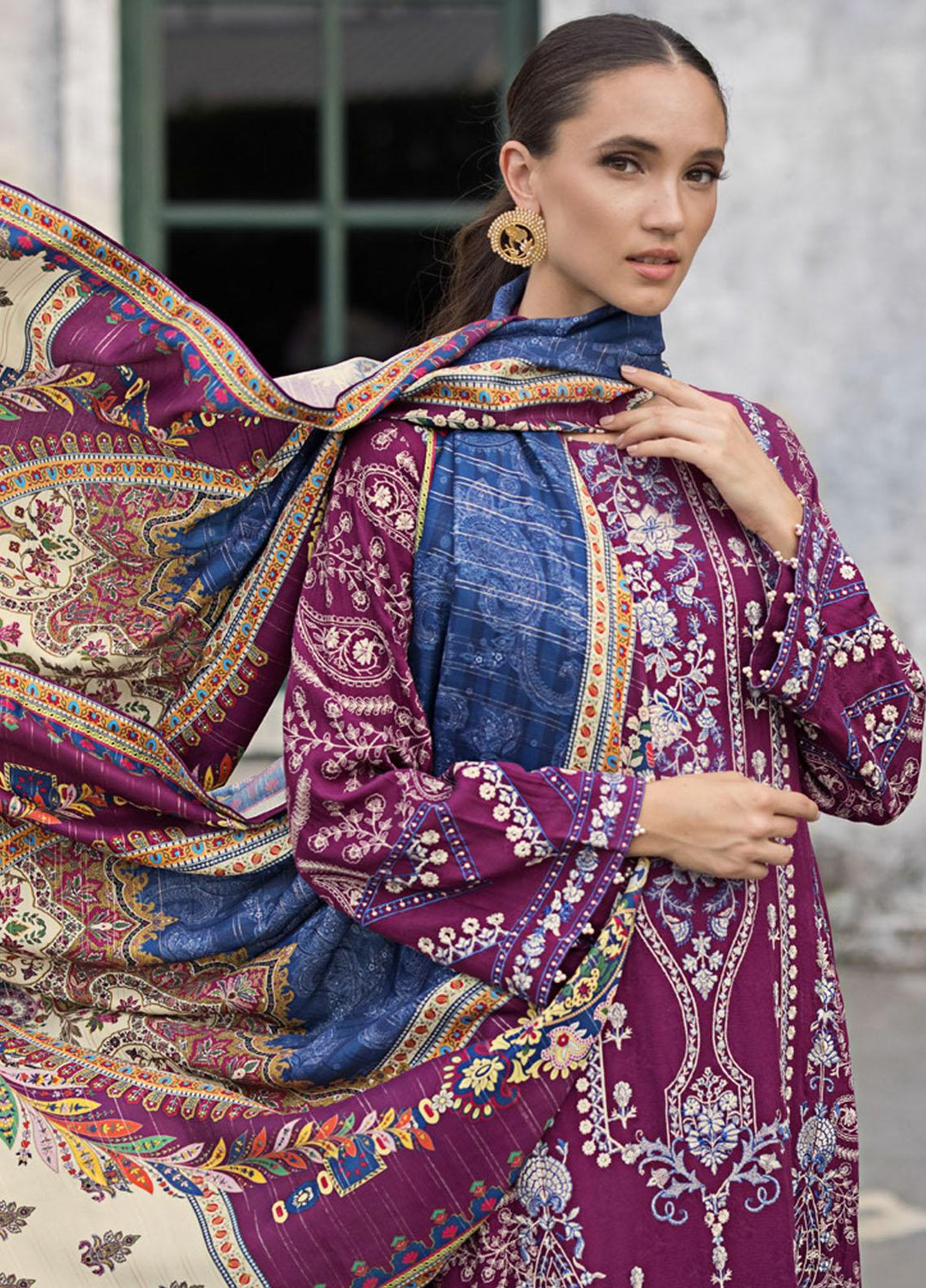 Gul Ahmed Embroidered Zari Suits Unstitched 3 Piece GA23WB AP 32013 - Winter Collection