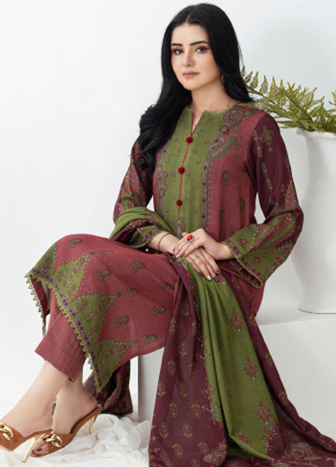 Gul Ahmed Embroidered Dhanak Suits Unstitched 3 Piece GA23WB WNS 32190 B - Winter Collection