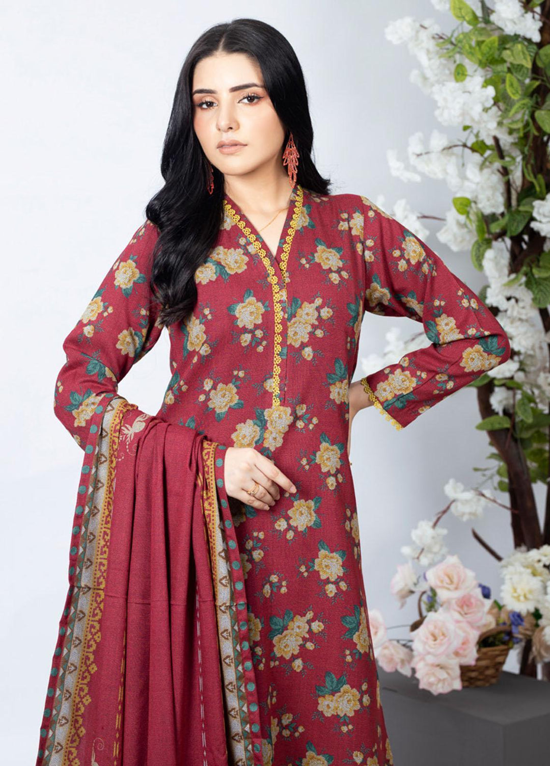 Gul Ahmed Embroidered Dhanak Suits Unstitched 3 Piece GA23WB WNS 32206 B - Winter Collection