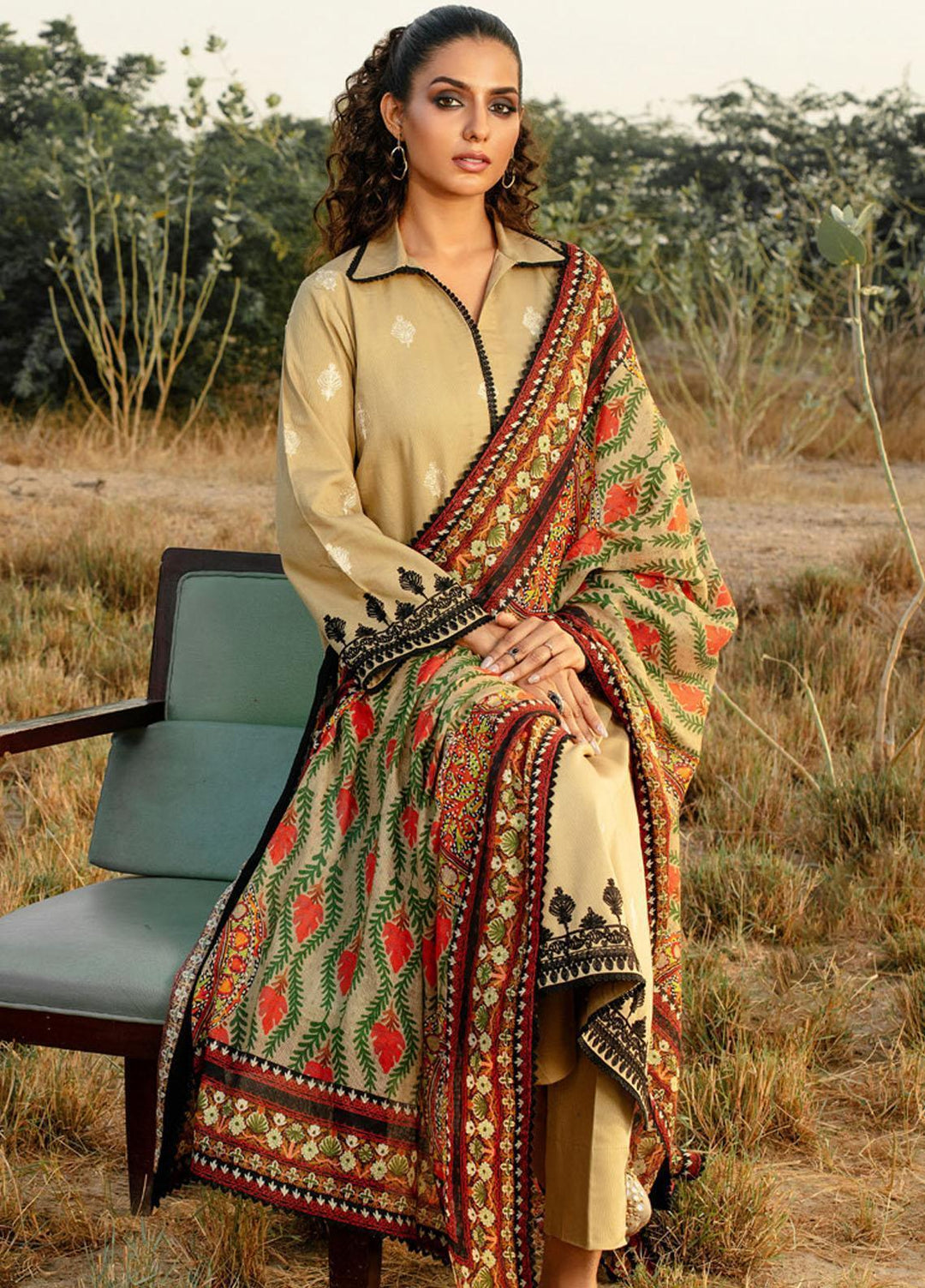 Gul Ahmed Embroidered Corduroy Suits Unstitched 3 Piece GA23WC CD 32005 - Winter Collection