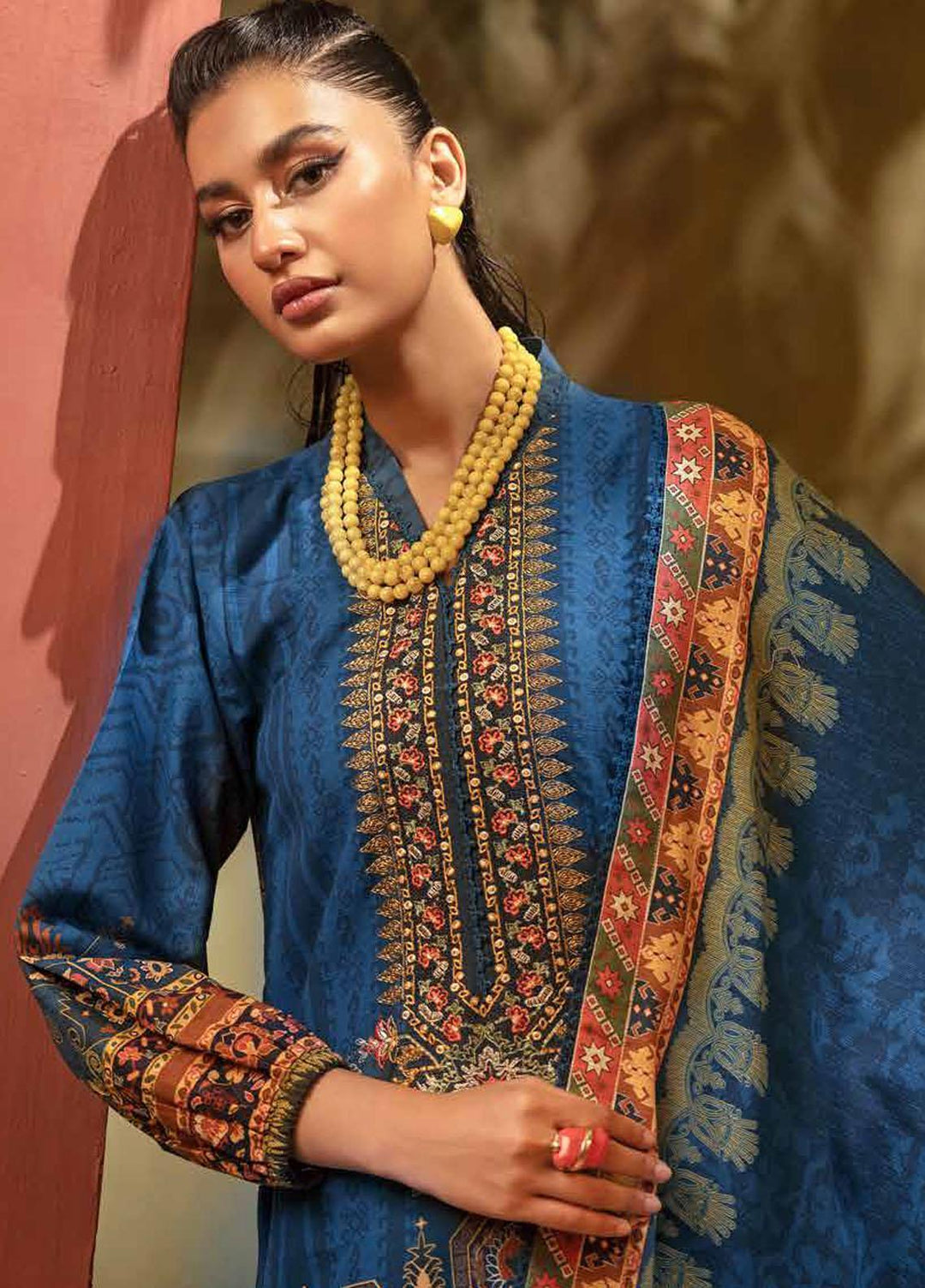 Glamour By Gul Ahmed Embroidered Khaddar Suits Unstitched 3 Piece GA23WG K-32037 - Winter Collection
