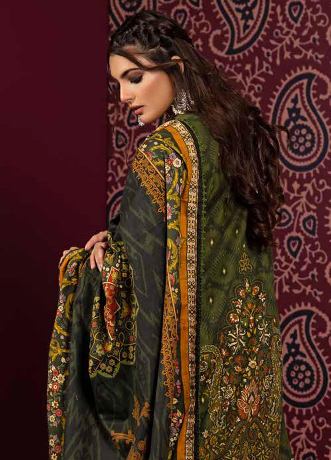 Gul Ahmed Embroidered Khaddar Suits Unstitched 3 Piece GA23WL K-32038 - Winter Collection