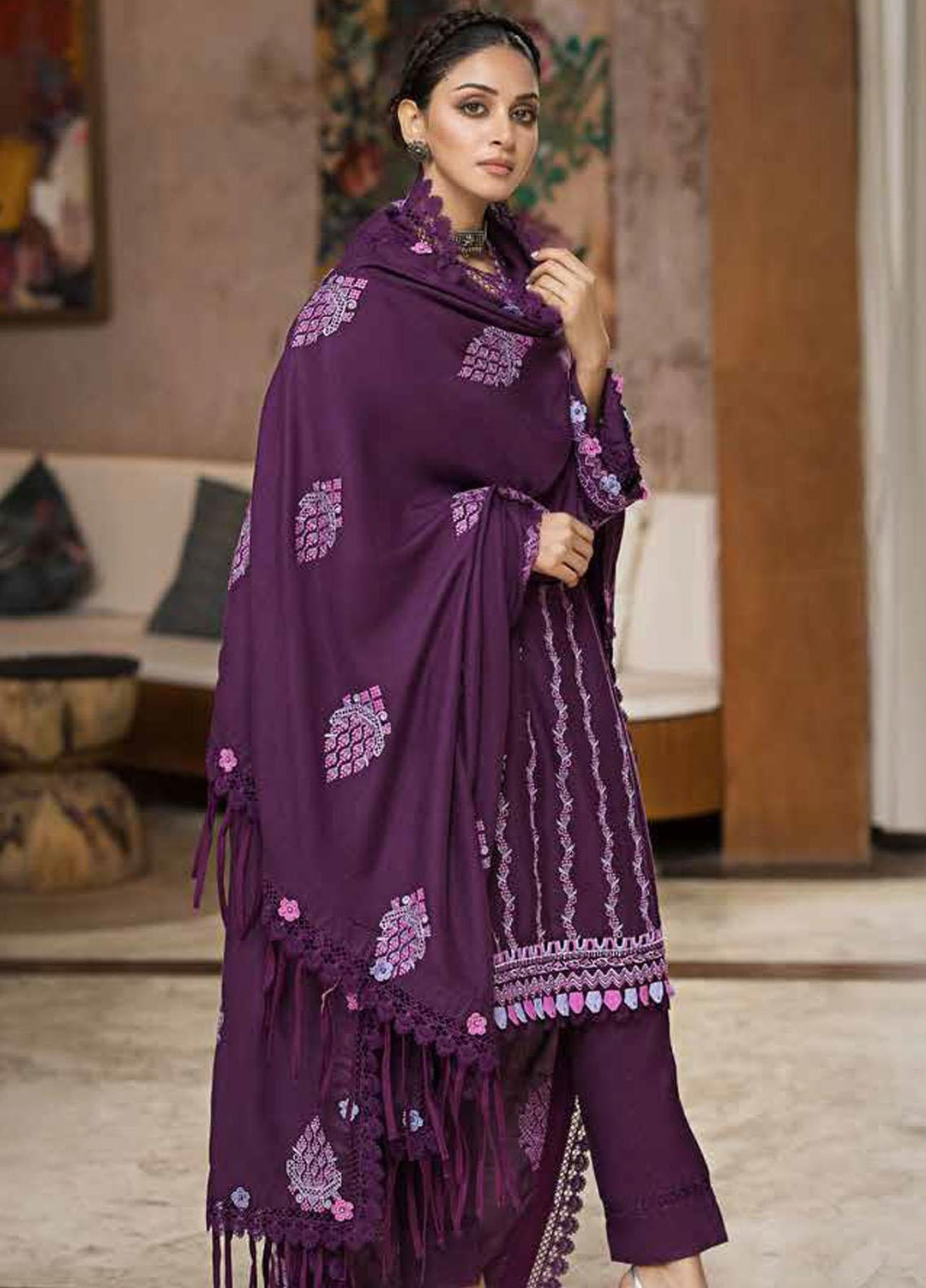 Gul Ahmed Embroidered Pashmina Suits Unstitched 3 Piece GA23WL AP-32004 - Winter Collection