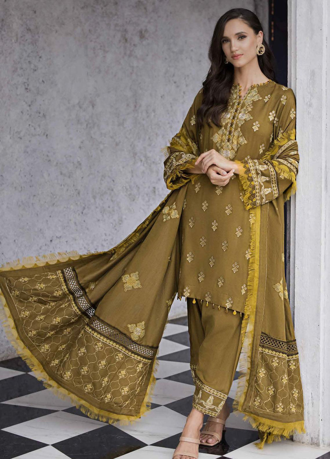 Gul Ahmed Embroidered Pashmina Suits Unstitched 3 Piece GA23WL AP-32073 - Winter Collection