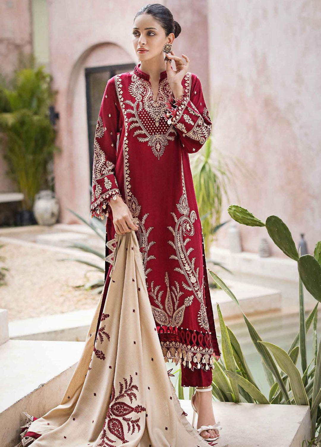 Gul Ahmed Embroidered Pashmina Suits Unstitched 3 Piece GA23WL AP-32042 - Winter Collection