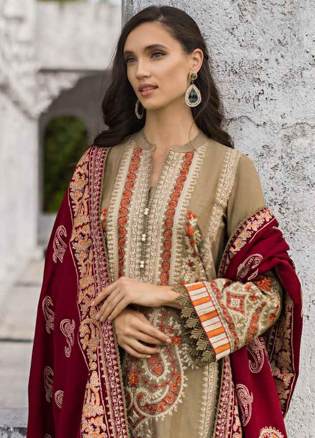 Gul Ahmed Embroidered Khaddar Suits Unstitched 3 Piece GA23WL AP-32050 - Winter Collection