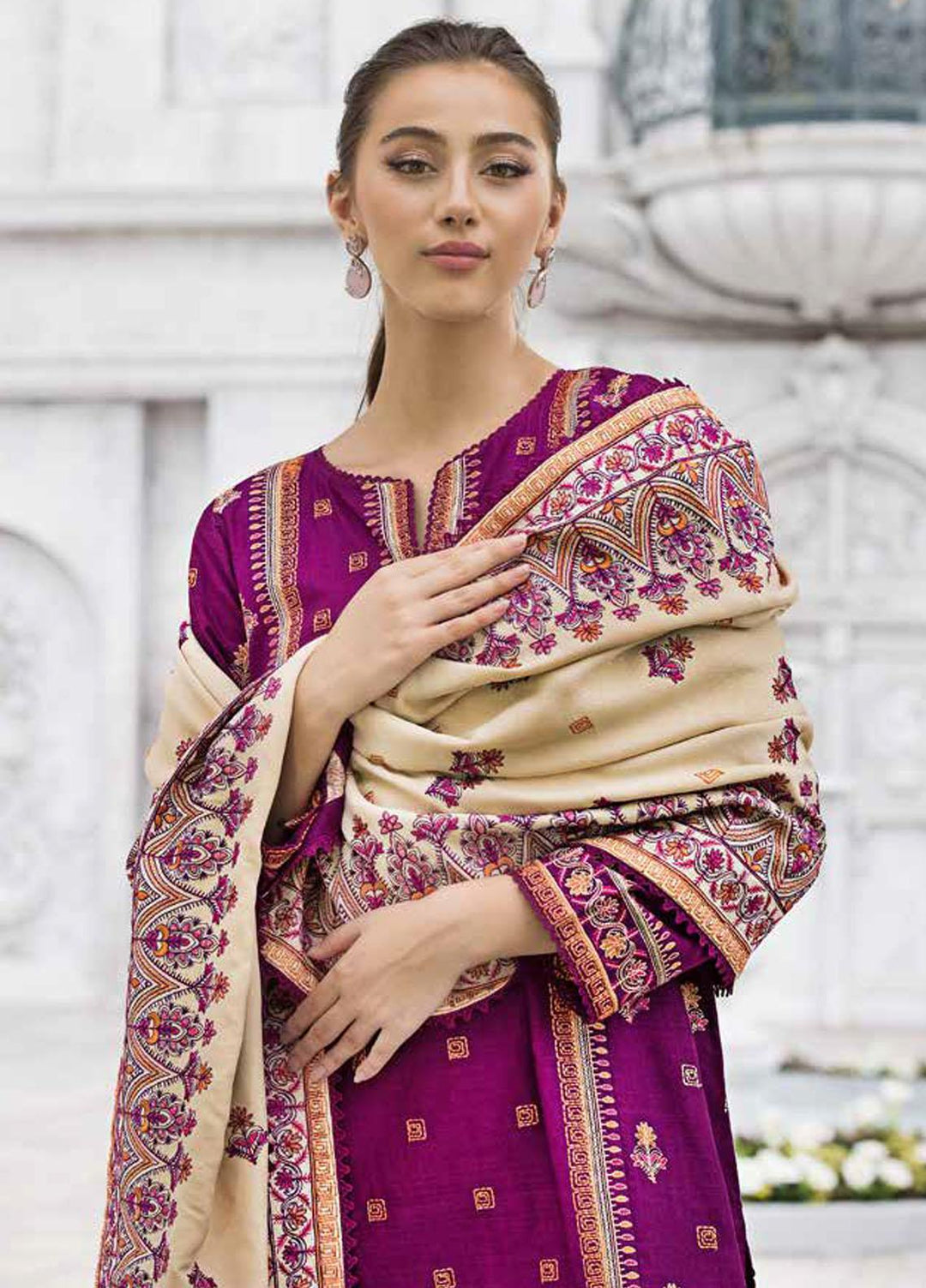 Gul Ahmed Embroidered Khaddar Suits Unstitched 3 Piece GA23WL AP-32064 - Winter Collection