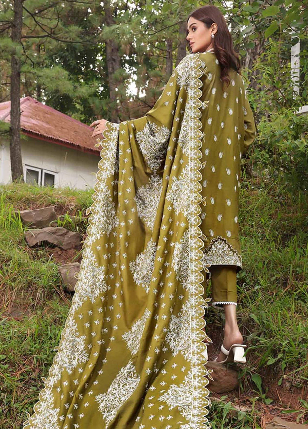 Gul Ahmed Embroidered Chambray Suits Unstitched 3 Piece GA23WL CM-32001 - Winter Collection