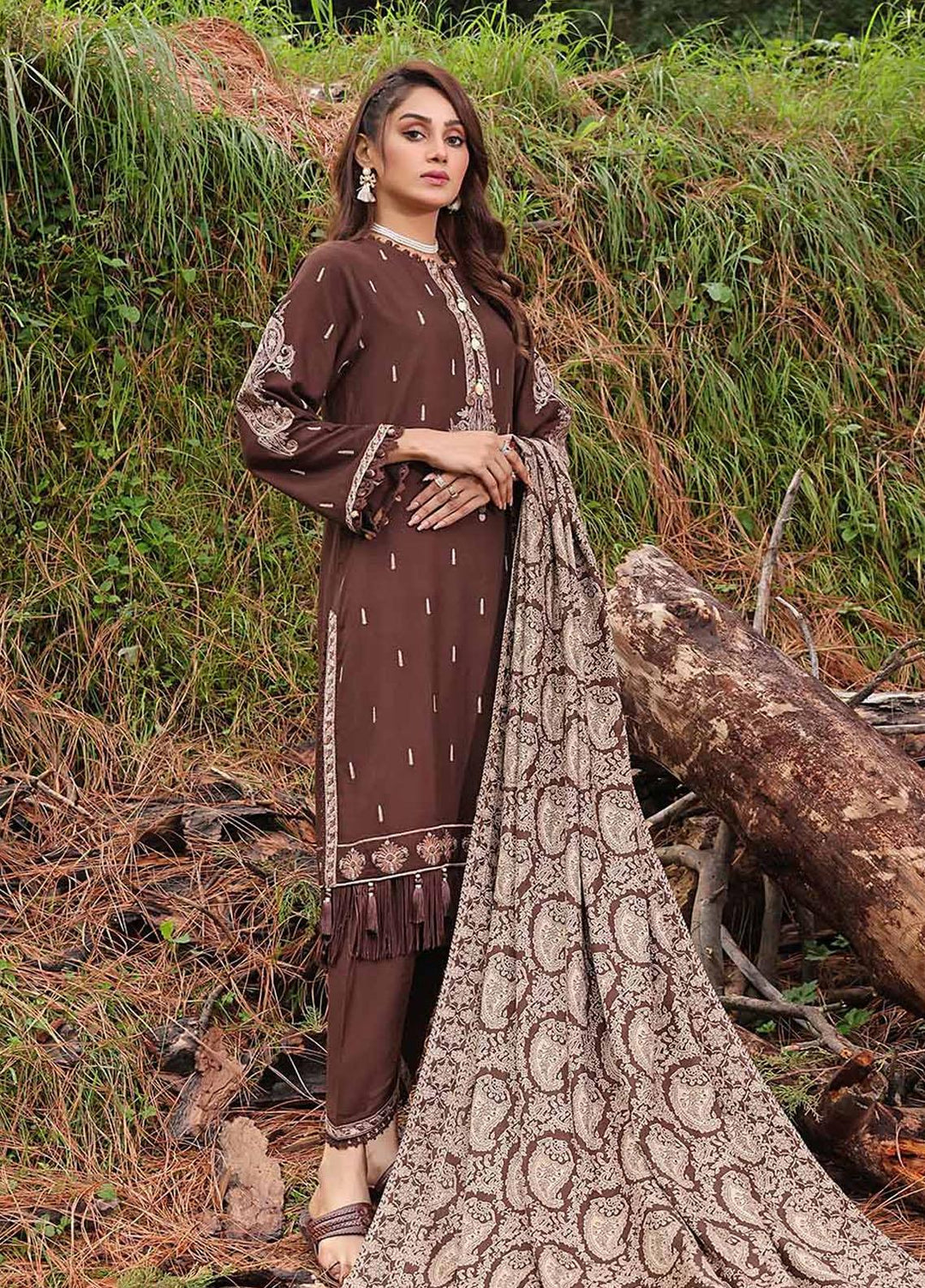 Gul Ahmed Embroidered Acrylic Suits Unstitched 3 Piece GA23WL MJ-32063 - Winter Collection