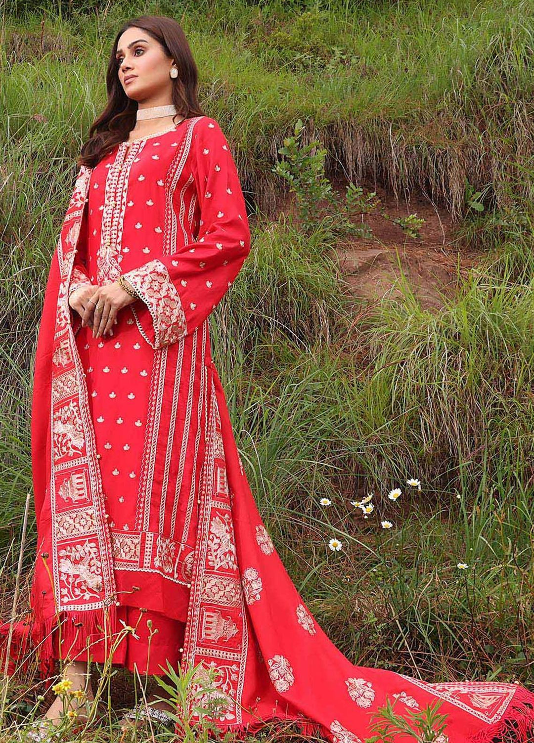 Gul Ahmed Embroidered Raw Silk Suits Unstitched 3 Piece GA23WL RW-32001 - Winter Collection