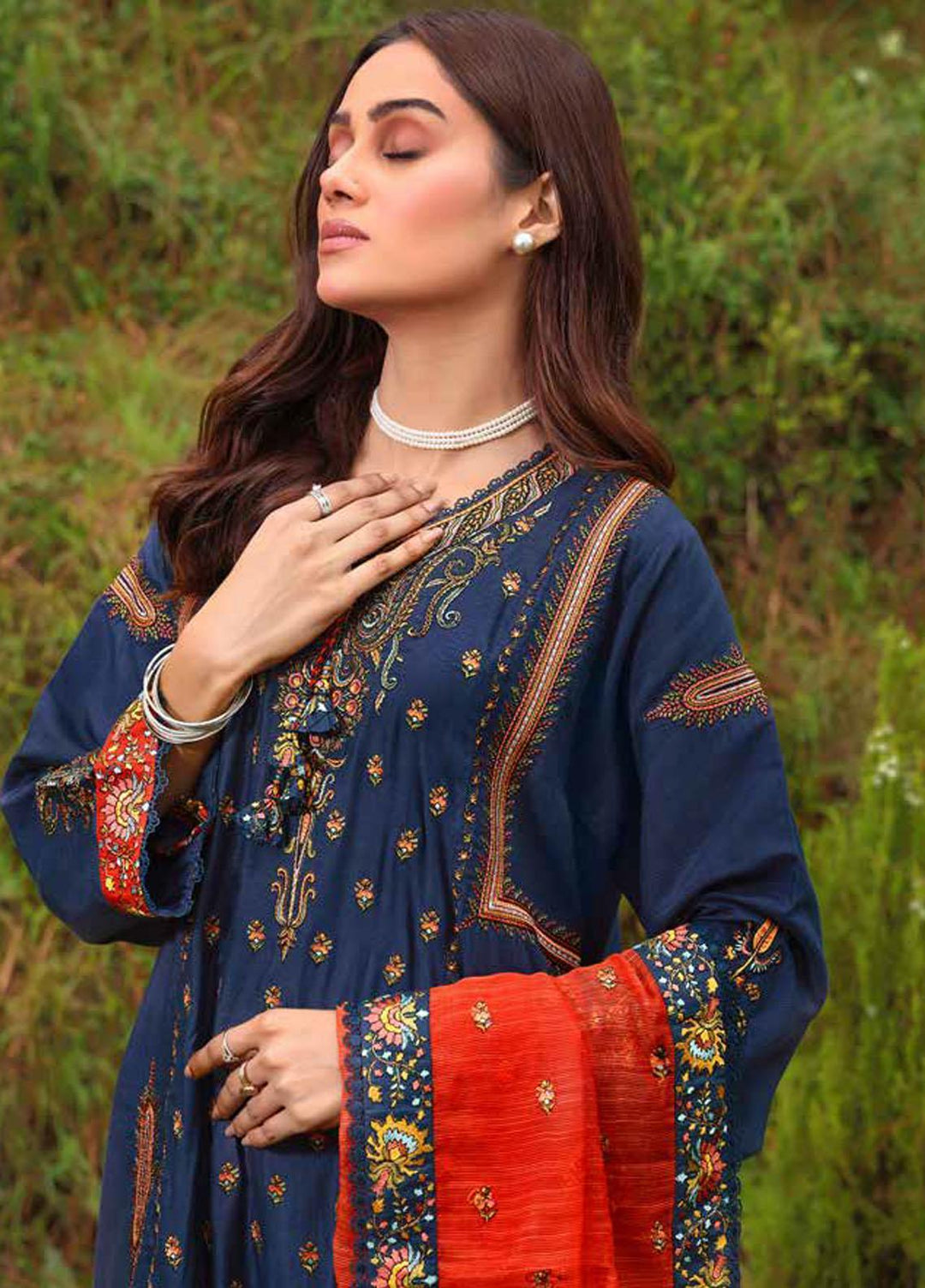 Gul Ahmed Embroidered Silk Suits Unstitched 3 Piece GA23WL PM-32080 - Winter Collection
