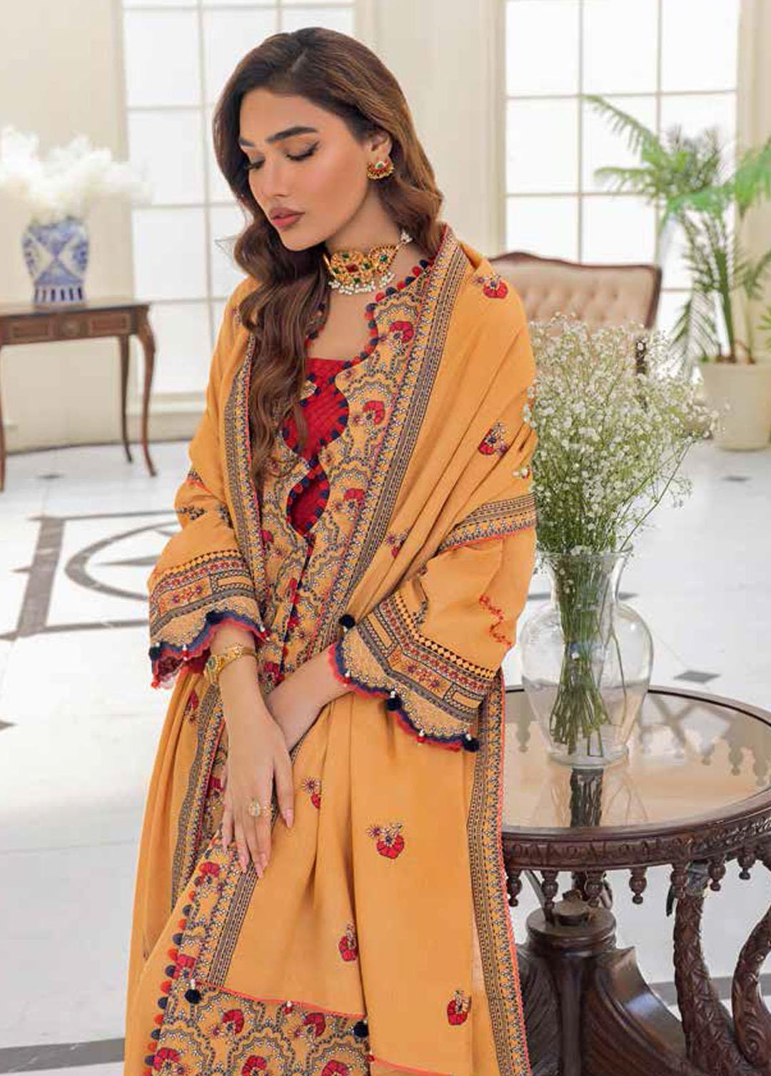 Gul Ahmed Embroidered Karandi Suits Unstitched 3 Piece GA22UW AY-22011 - Winter Collection