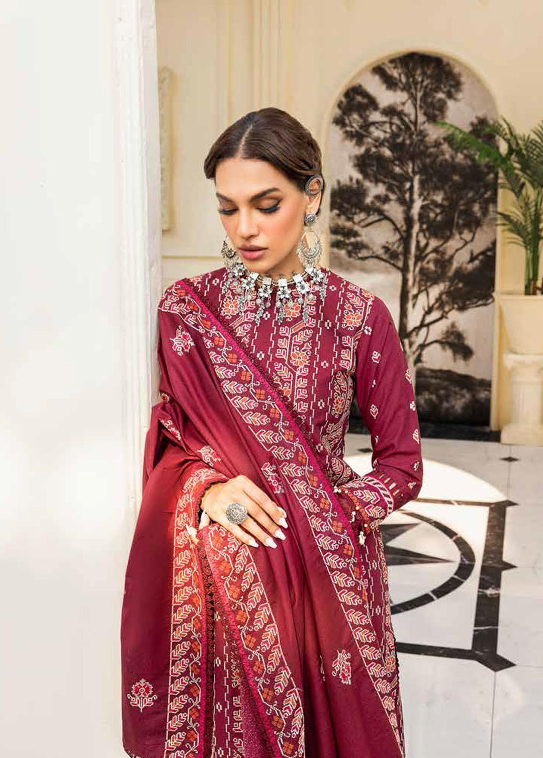 Gul Ahmed Embroidered Karandi Suits Unstitched 3 Piece GA22UW AY-22014 - Winter Collection