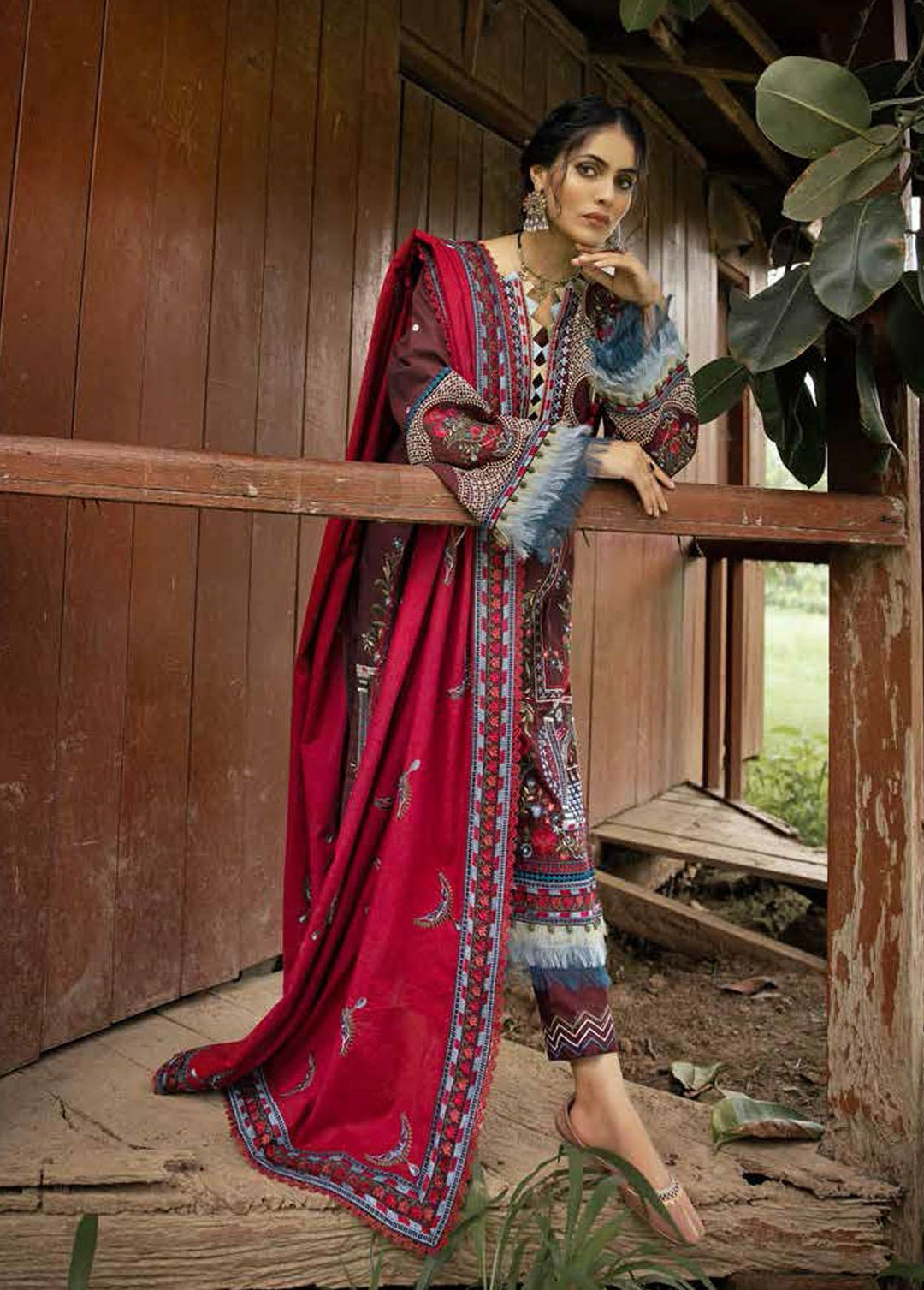 Gul Ahmed Embroidered Khaddar Suits Unstitched 3 Piece GA22UW K-22051 - Winter Collection