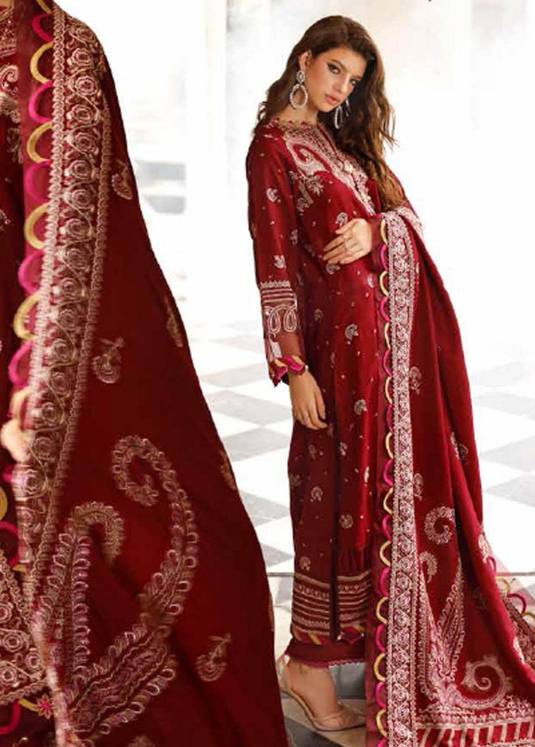 Gul Ahmed Embroidered Raw Silk Suits Unstitched 3 Piece GA22UW RW-22003 - Winter Collection