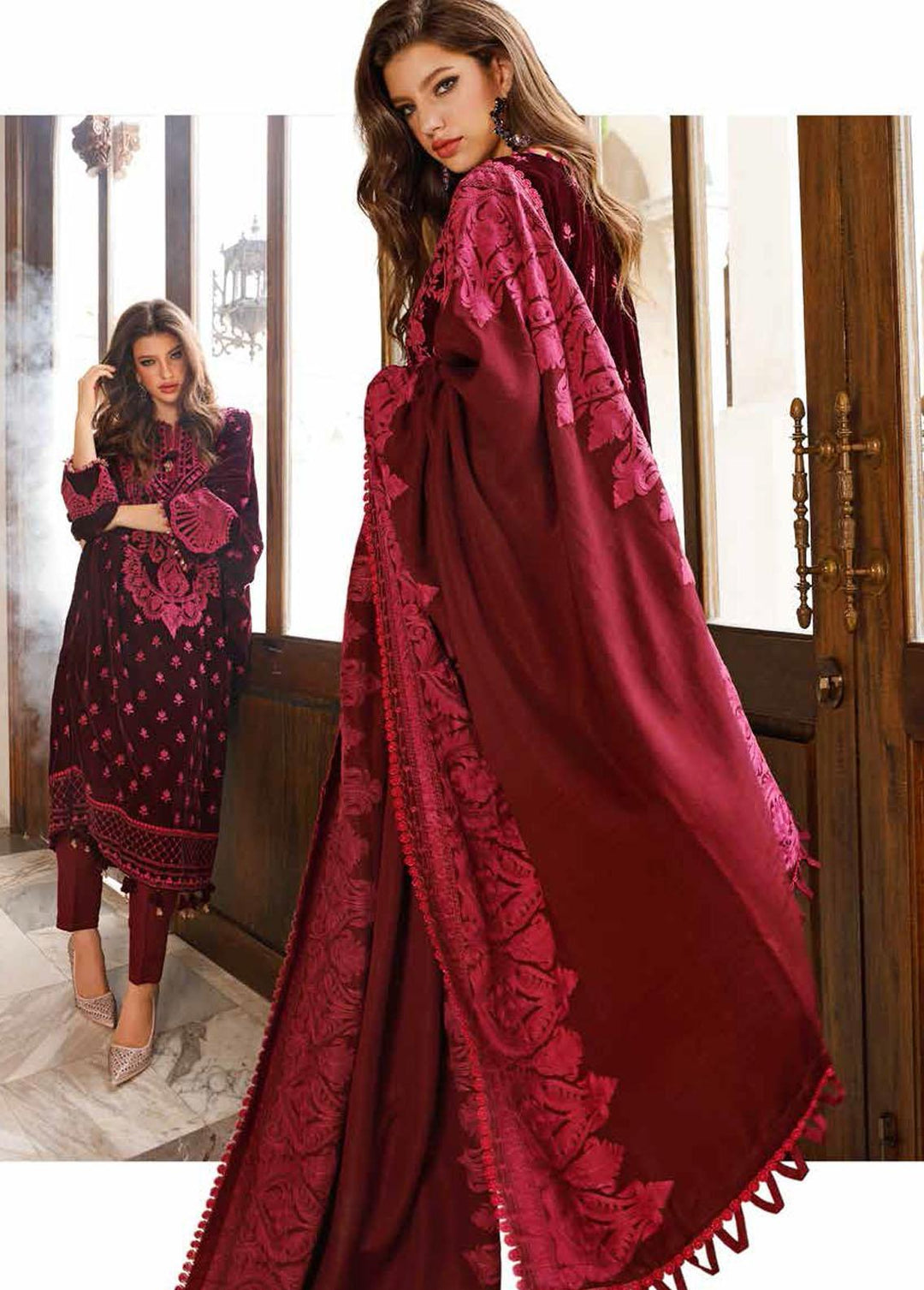 Gul Ahmed Embroidered Velvet Suits Unstitched 3 Piece GA22UW WV-22005 - Winter Collection