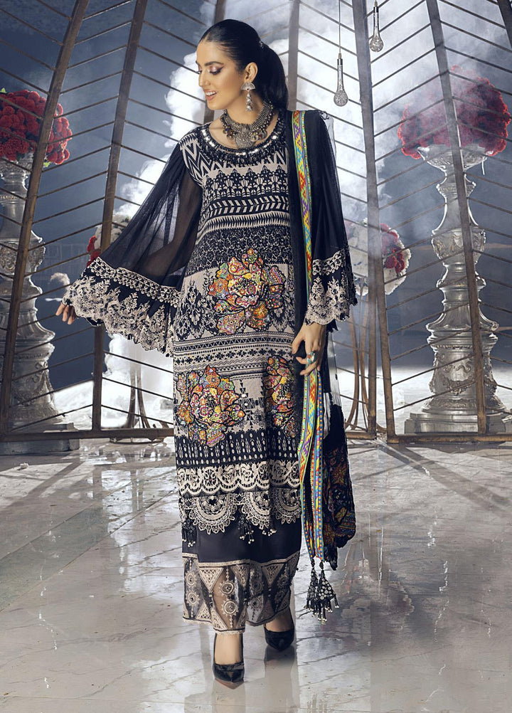 Gul-Bayan by Neelos Embroidered Cotton Net Suits Unstitched 3 Piece NL22UGB NSM-302 - Luxury Formal Collection