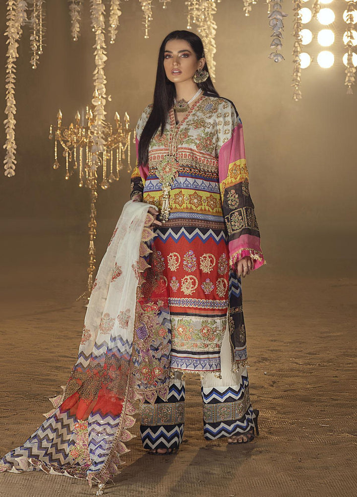 Gul-Bayan by Neelos Embroidered Cotton Net Suits Unstitched 3 Piece NL22UGB NSM-303 - Luxury Formal Collection
