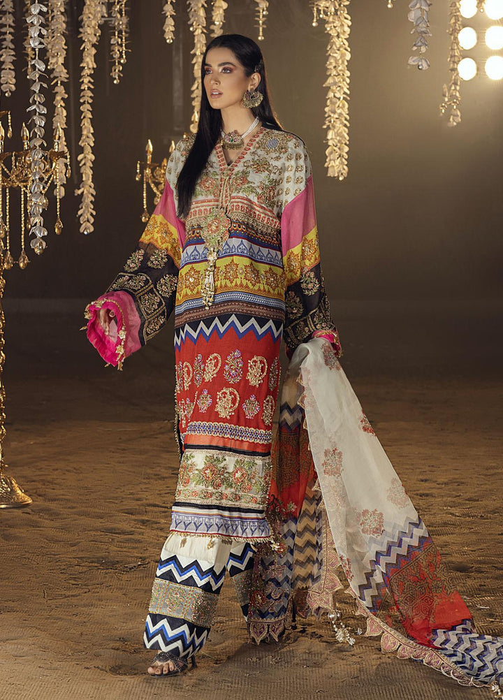 Gul-Bayan by Neelos Embroidered Cotton Net Suits Unstitched 3 Piece NL22UGB NSM-303 - Luxury Formal Collection