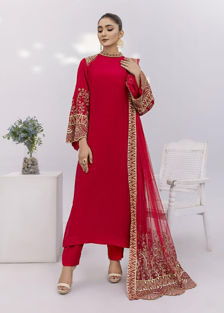 Maira Zunnorain Pret Embroidered Silk 3 Piece Suit MRZ23GM MZLP-03 CARMINE