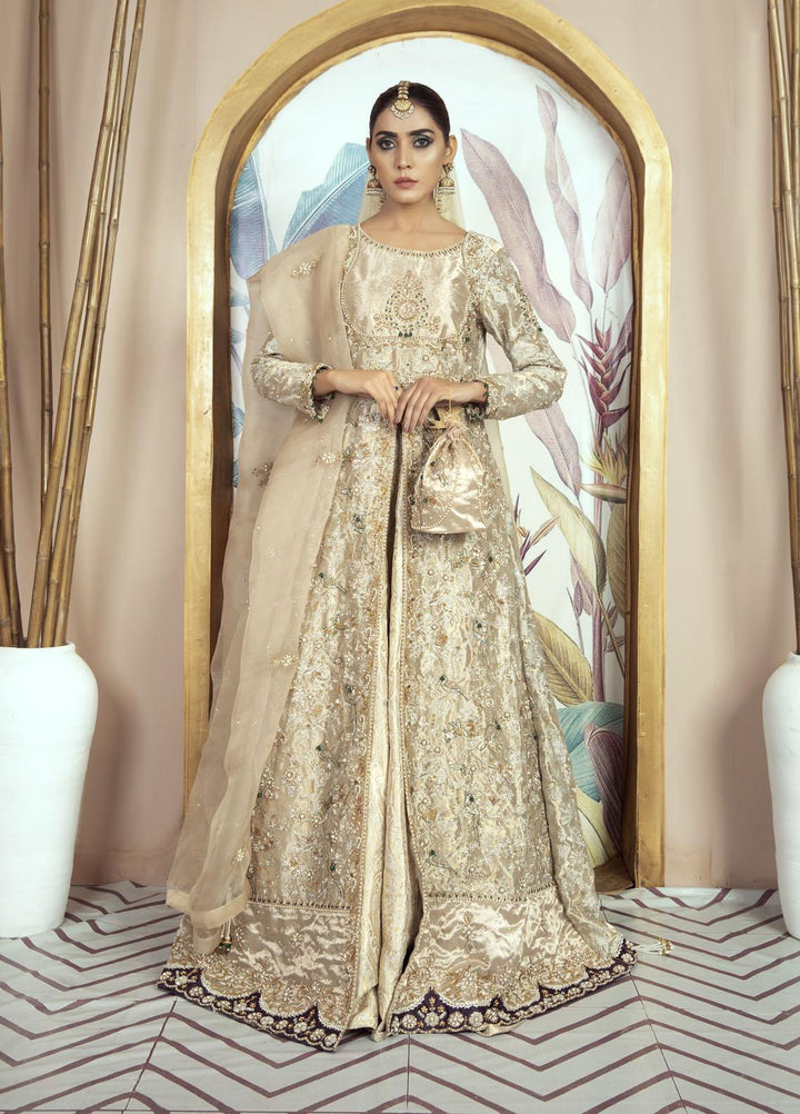 Kausar Attire Luxury Pret  Tissue 2 Piece Dress KA22GN SUNEHRI CHAMPA