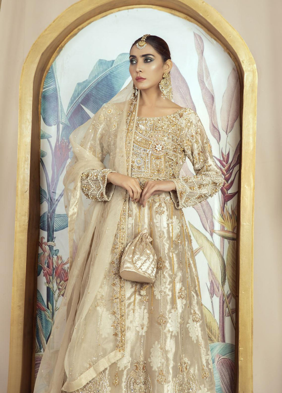 Kausar Attire Luxury Pret  Tissue 2 Piece Dress KA22GN MARIGOLD