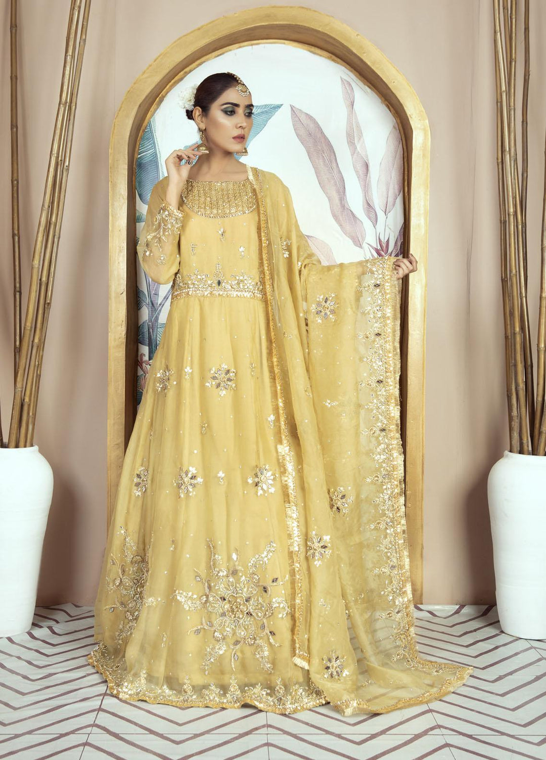 Kausar Attire Luxury Pret  Organza 2 Piece Dress KA22GN SURAJ MUKHI