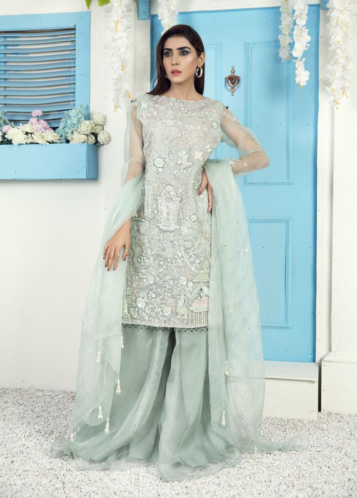 Kausar Attire Luxury Pret  Organza 3 Piece Dress KA22GN LILAC