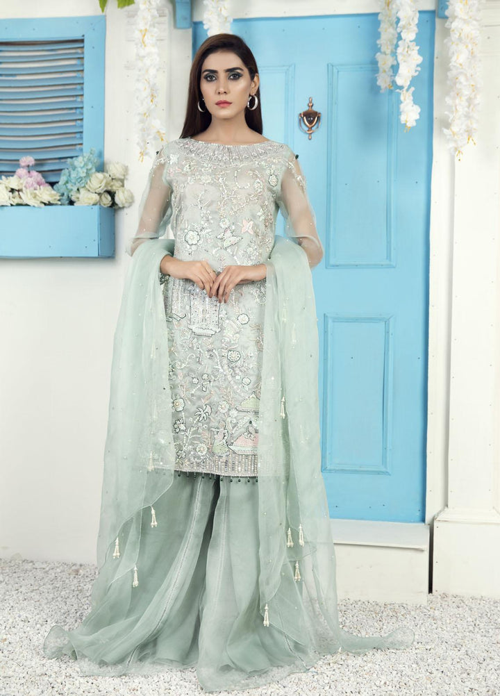 Kausar Attire Luxury Pret  Organza 3 Piece Dress KA22GN LILAC