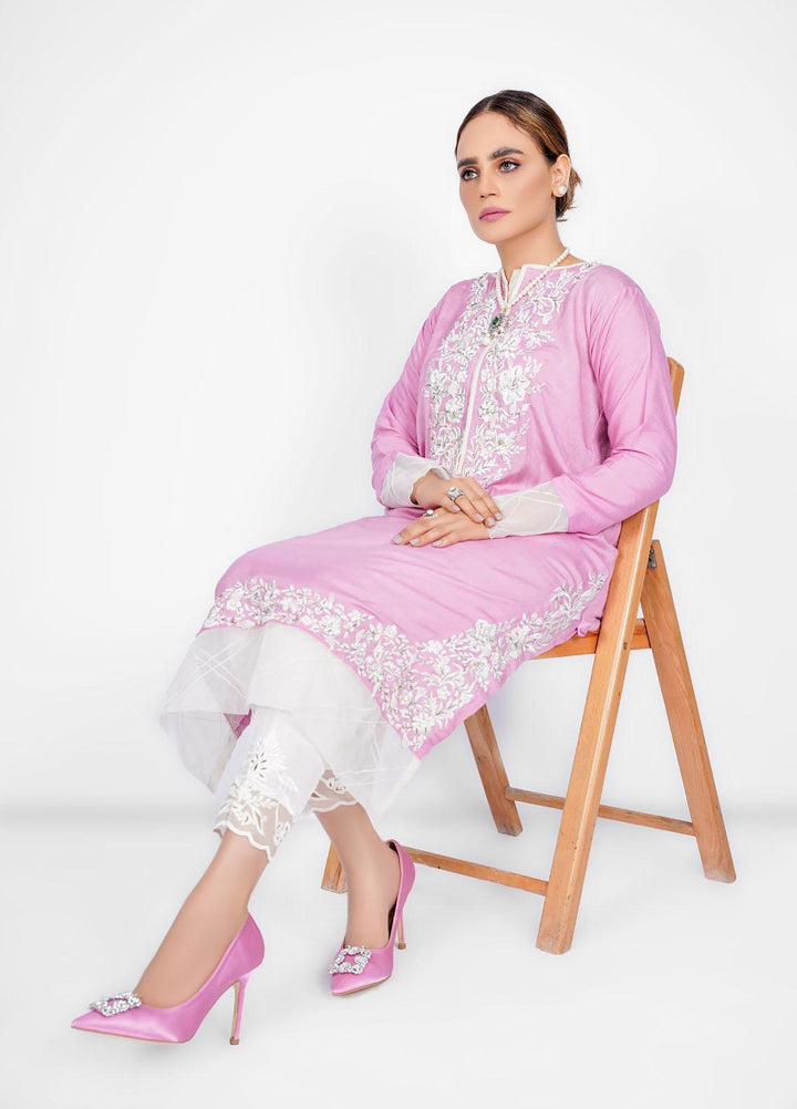 Diva Pret Luxury Pret  Cotton Net 2 Piece DV22GLN Pink Opal