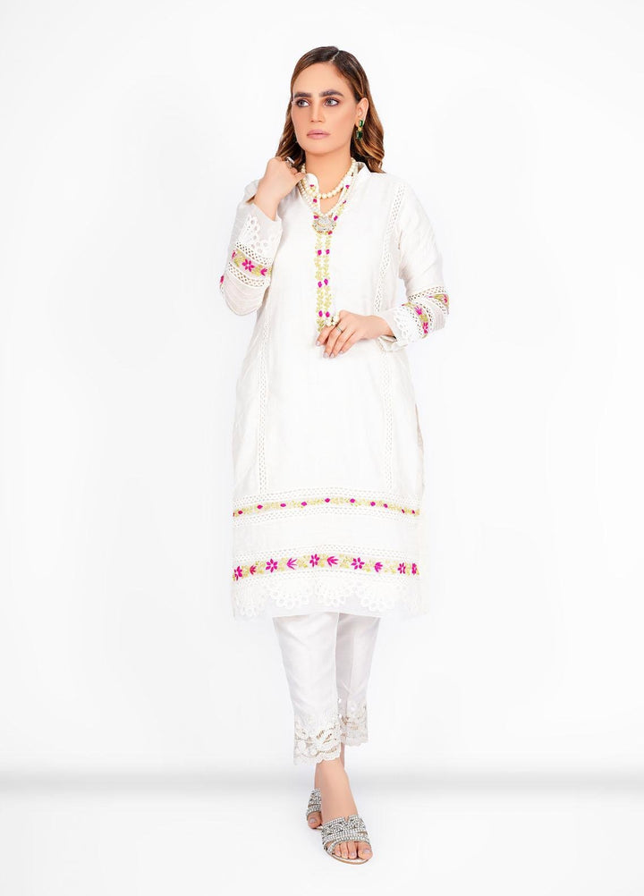 Diva Pret Luxury Pret  Cotton Net 2 Piece DV22GLN Pearl White