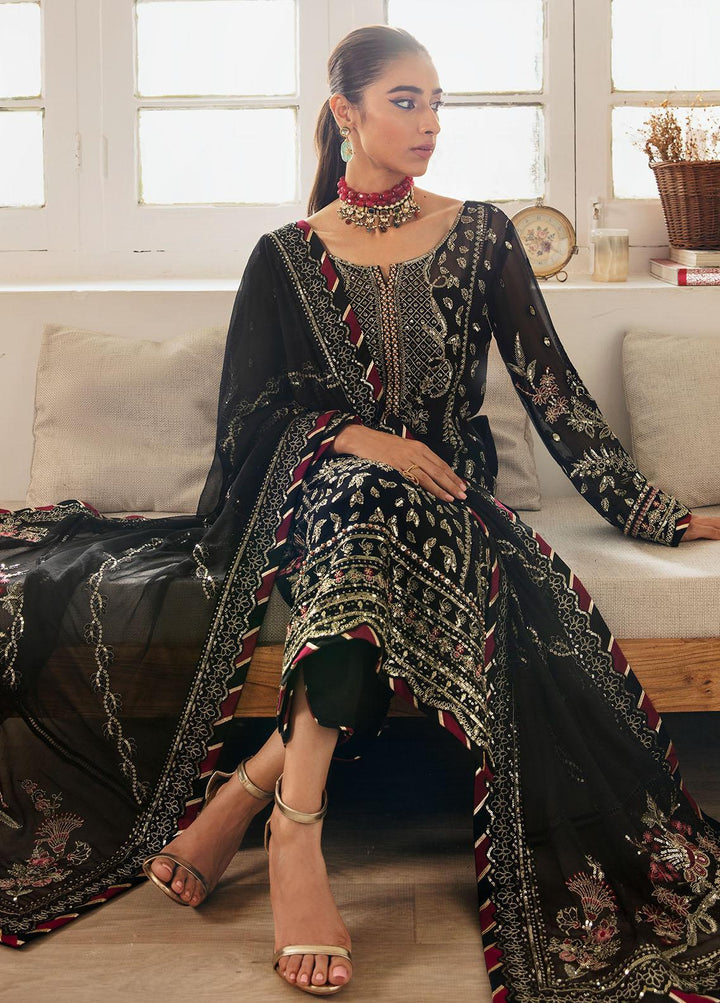 Gulaal Embroidered Chiffon Suits Unstitched 4 Piece GL23ELC GL-EC-23V1-06 NOIR - Luxury Collection