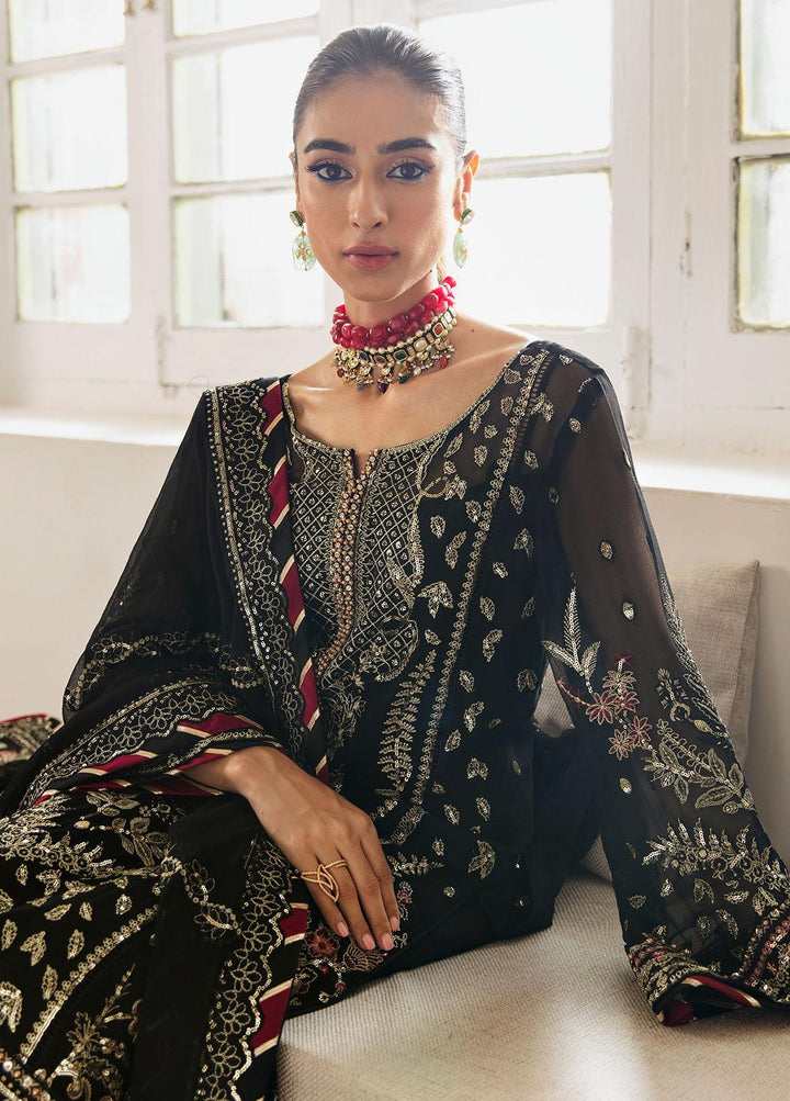 Gulaal Embroidered Chiffon Suits Unstitched 4 Piece GL23ELC GL-EC-23V1-06 NOIR - Luxury Collection