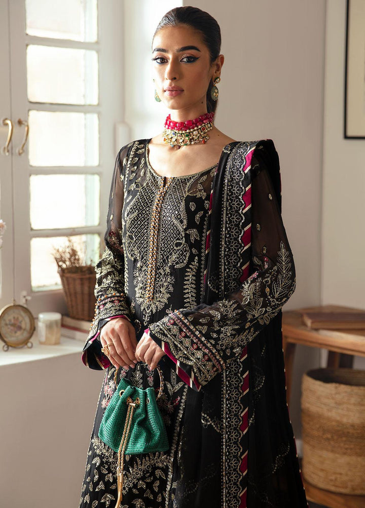 Gulaal Embroidered Chiffon Suits Unstitched 4 Piece GL23ELC GL-EC-23V1-06 NOIR - Luxury Collection