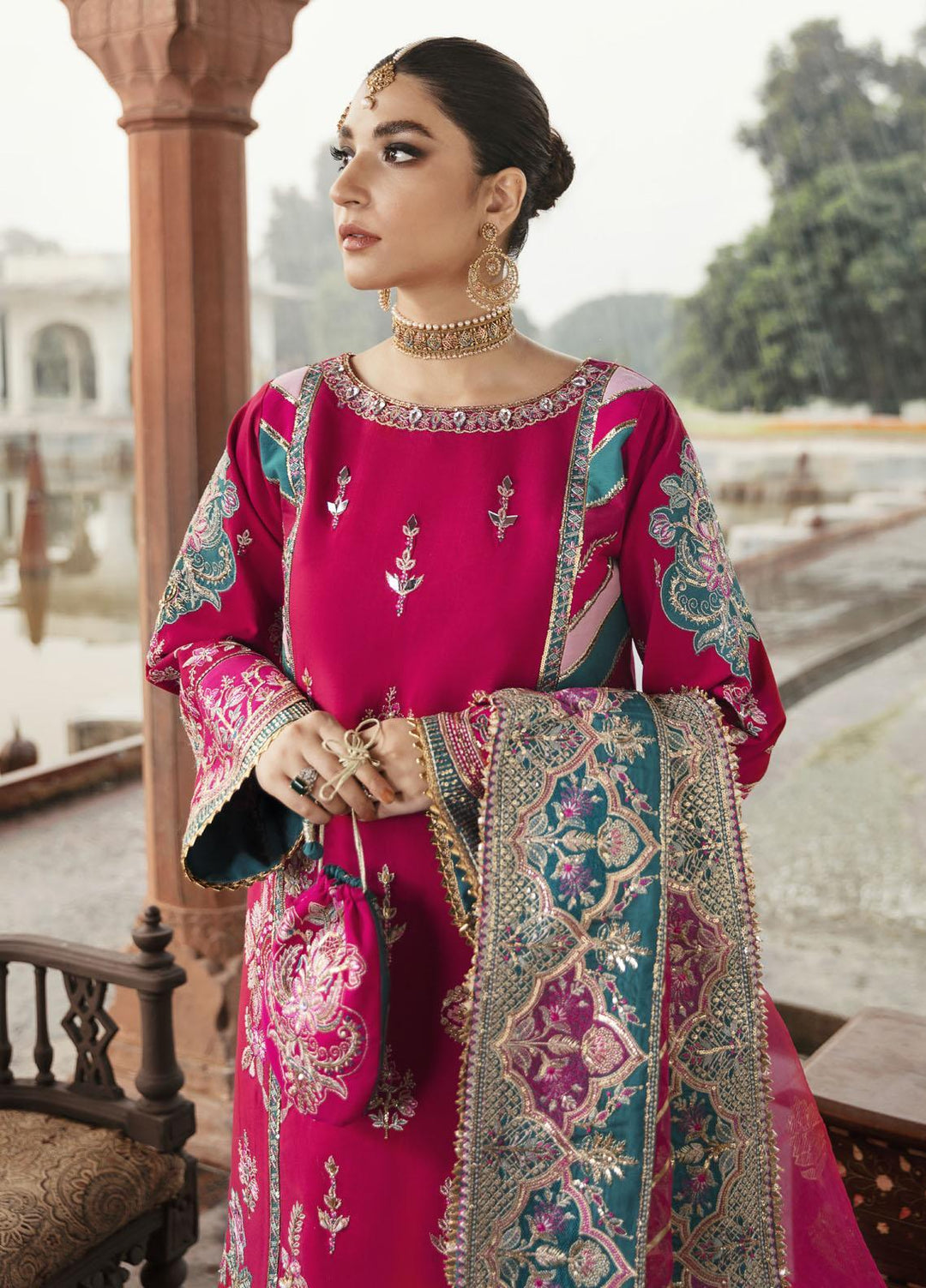 Gulaal Embroidered Silk Suits Unstitched 3 Piece GL21WD (WU-05) Kashni - Wedding Collection