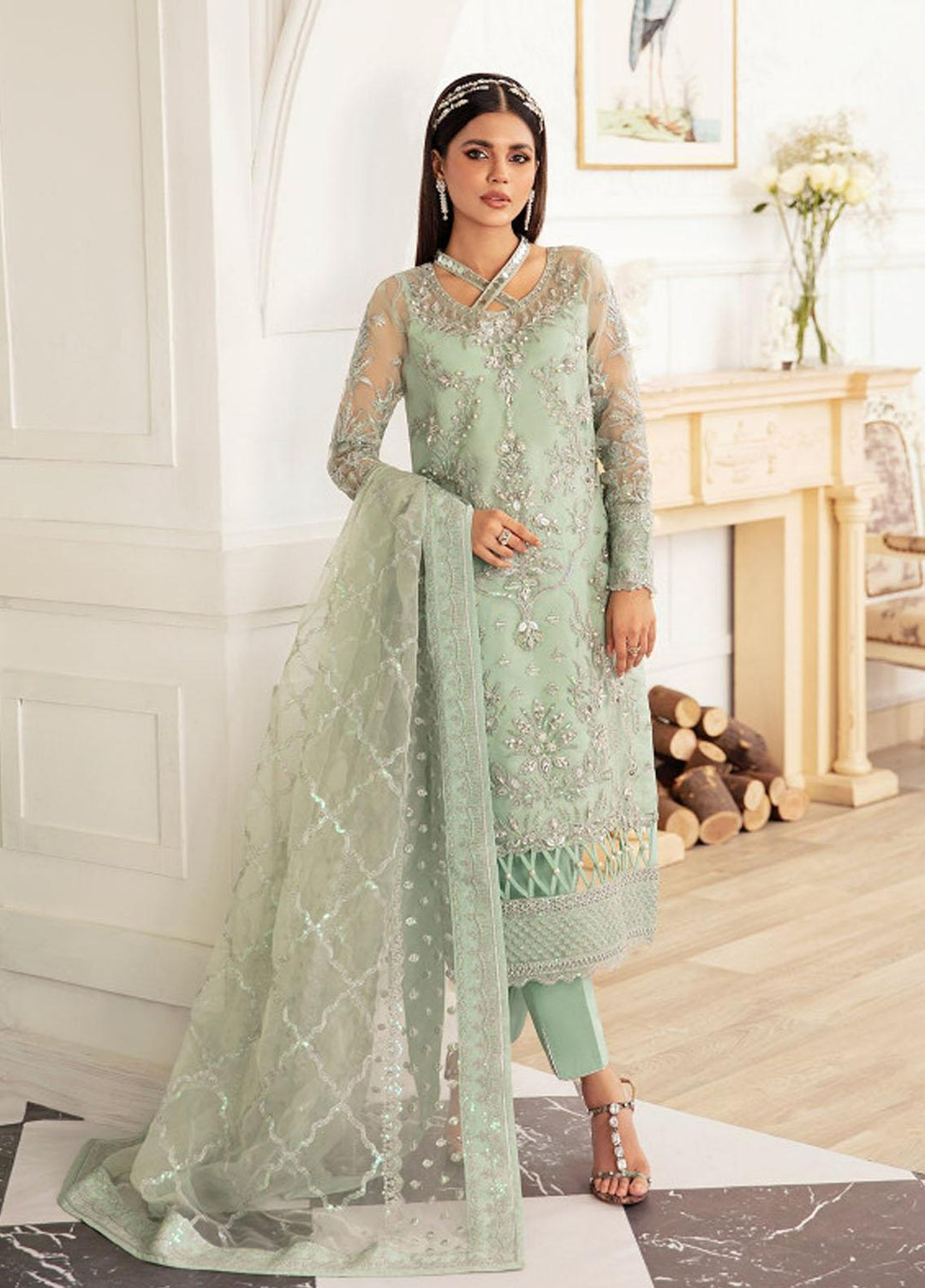 Gulaal Embroidered Organza Suits Unstitched 4 Piece GL23UL-V2 GL-LP-V2-09 Juliette - Luxury Collection