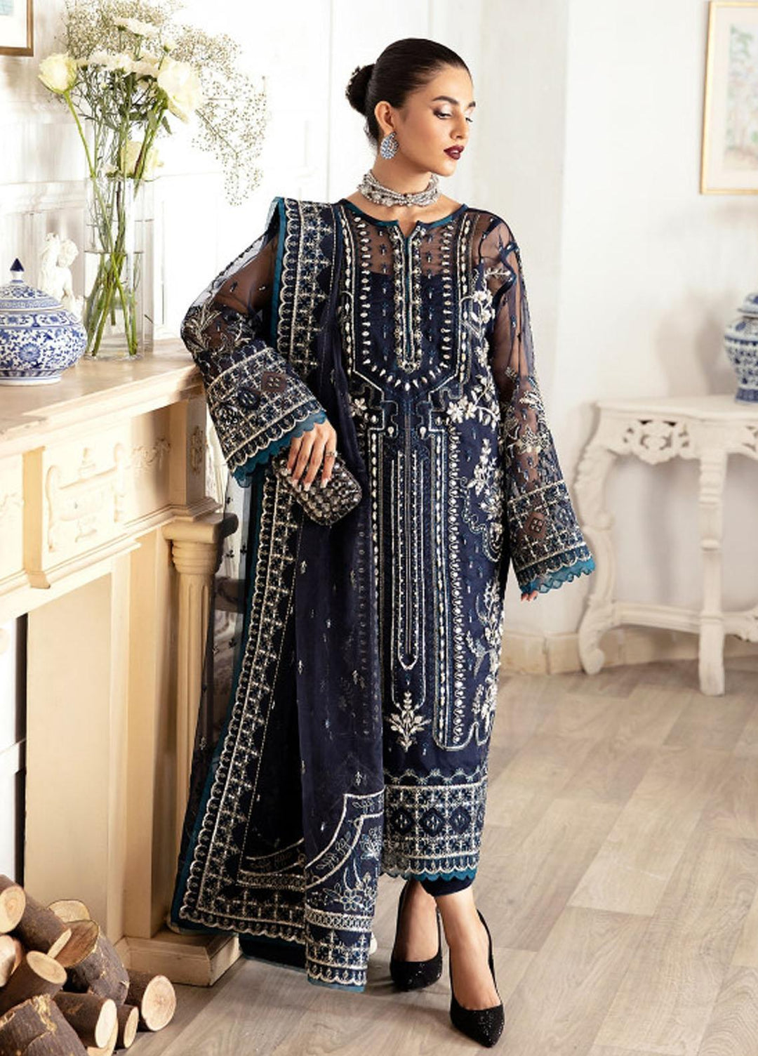 Gulaal Embroidered Organza Suits Unstitched 4 Piece GL23UL-V2 GL-LP-V2-15 Sabela - Luxury Collection