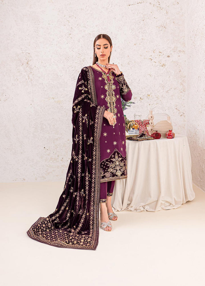 Gulaal Embroidered Velvet Suits Unstitched 3 Piece GL22V 06 VEENA - Luxury Collection